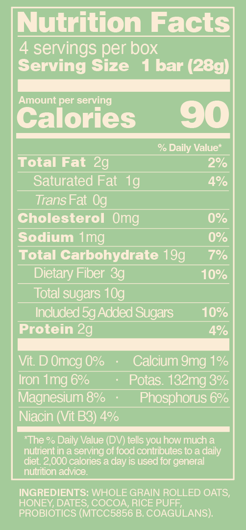Brownie Bear with Probiotics (4 granola snack bars)