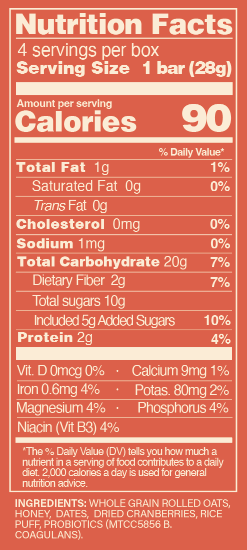 Cranberry Cat with Probiotics (4 granola snack bars)