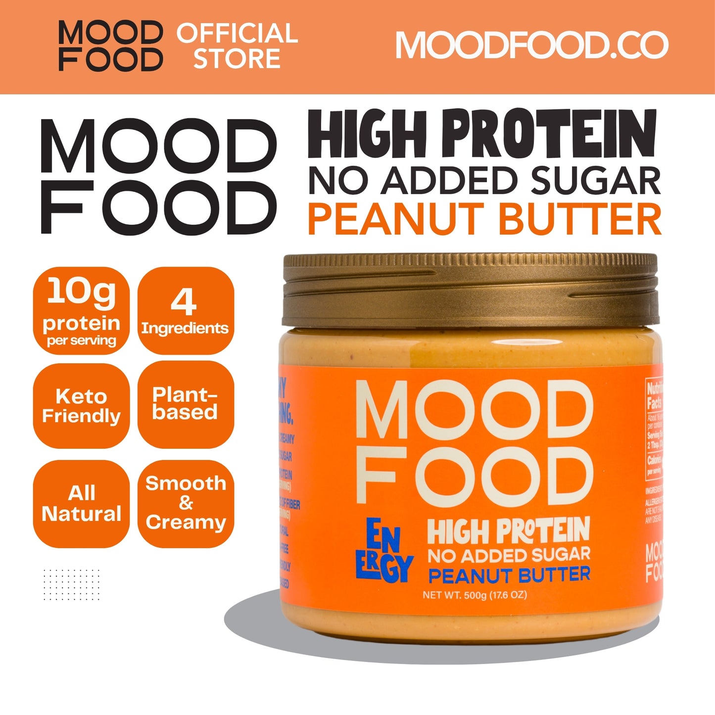 MOOD FOOD ENERGY High Protein - No Added Sugar Peanut Butter