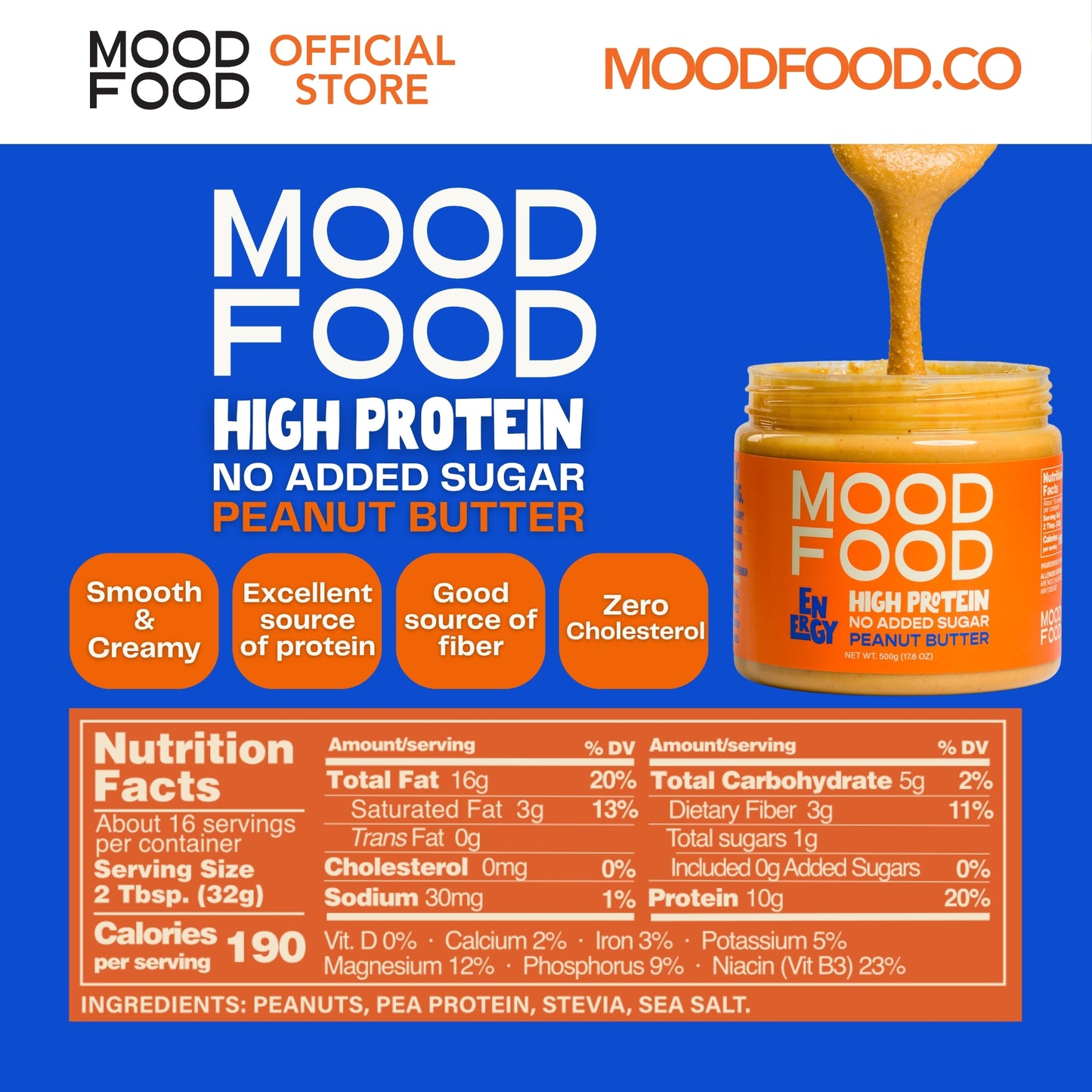 MOOD FOOD ENERGY High Protein - No Added Sugar Peanut Butter