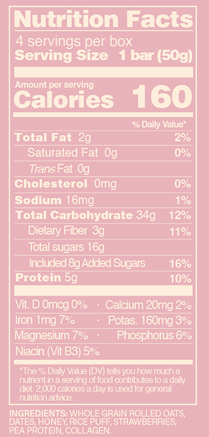 LOVE Strawberry with Collagen (4 granola snack bars)