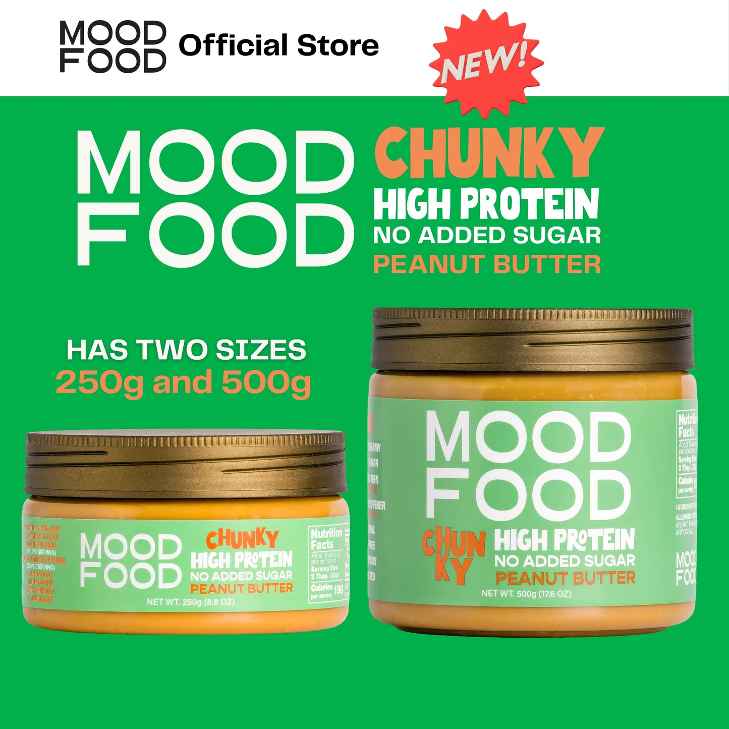 MOOD FOOD CHUNKY High Protein - No Added Sugar PEANUT BUTTER